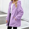 thumbnail image 6 of VIPOIN Girls Full Zip Hooded Fleece Jacket, Mid-Length Sherpa Coat Warm Fall Winter Outerwear, 6 of 8