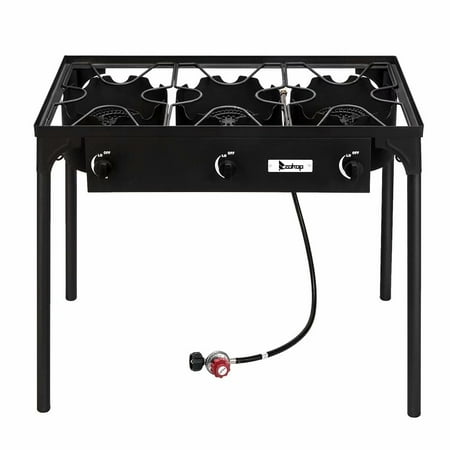 Outdoor Camp Stove High Pressure Propane Gas Cooker Portable Cast Iron Patio Cooking Burner (3 Burner