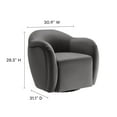 thumbnail image 3 of Swivel Armchair Chair, Gray, Velvet, Living Room Lounge Cafe Lobby Hospitality Restaurant, Modern Contemporary, HB37315, 3 of 9