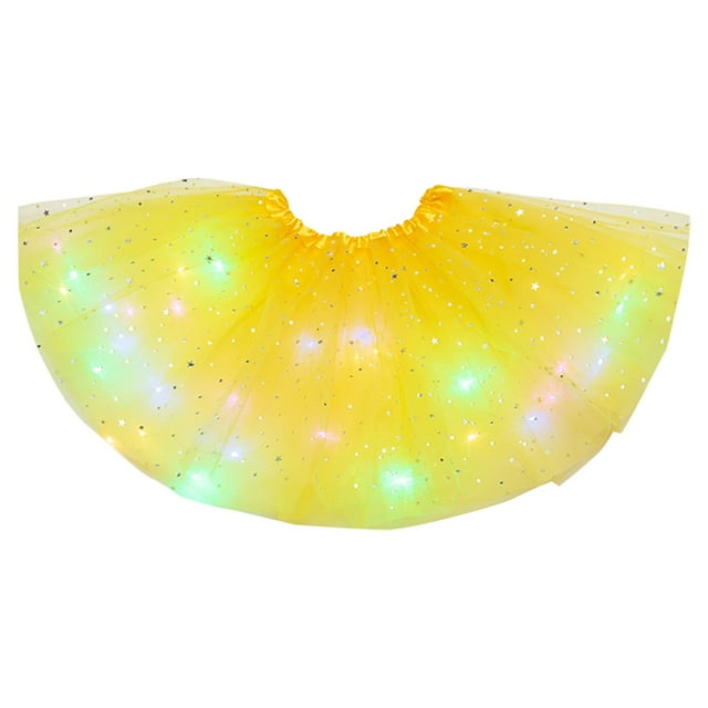 Qertyioot Jupe Ballerine à 3 Couches avec Lumières LED pour Femmes