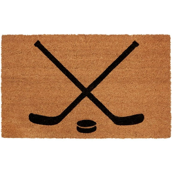 Hockey Sticks Coir Door Mat - with Rubber Back, 18" x 30"