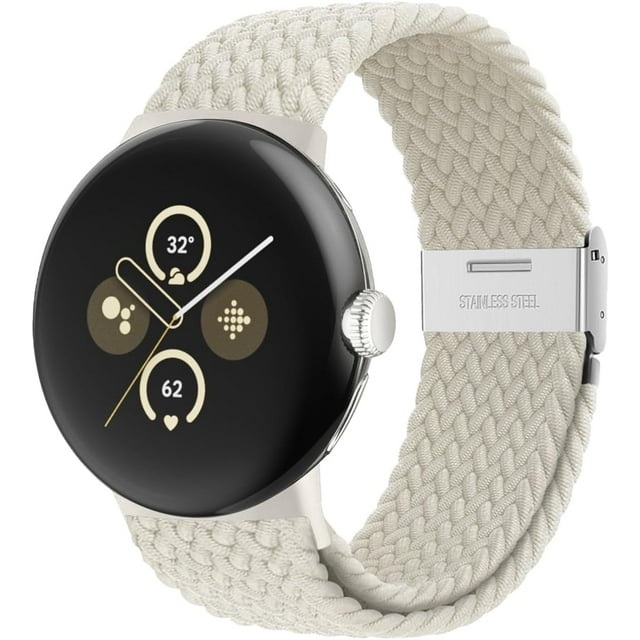 MYKOMI Stretchy Braided Bands Compatible with Google Pixel Watch 3 Band 41mm/Pixel Watch 2 Band/Google Pixel Watch Band - Upgraded Connector - Elastic Nylon Breathable Sport Straps for Women Men