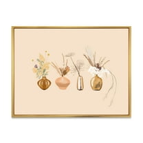 Designart 'Gold Vases With Bouquets Of Wildflowers II' Traditional Framed Canvas Wall Art Print