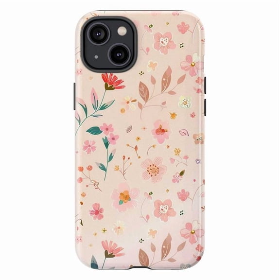 Pastel Floral Phone Case, Elegant Pink Flower Pattern iPhone Cover, Delicate Botanical Aesthetic Protective Case for iPhone 17 16 15 14 13 12 11 Pro Plus Mini