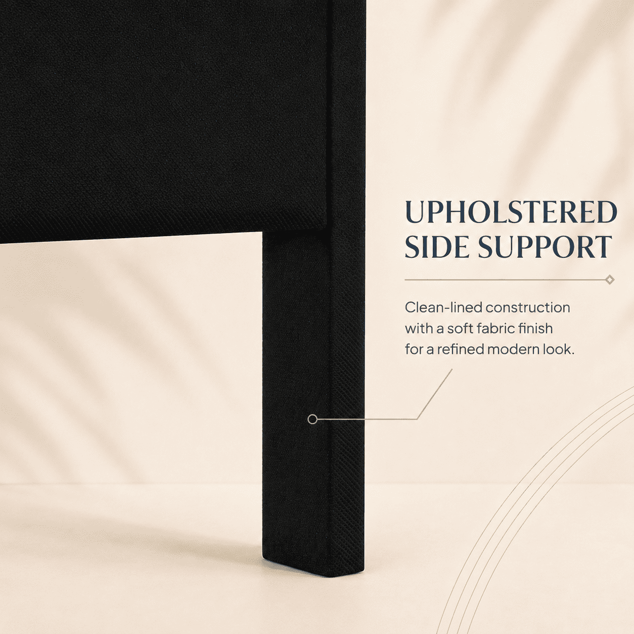 BSHTI Full Size Linen Upholstered Platform Bed Frame with Soft Headboard, Wood Slats, No Box Spring Needed for Bedroom（Black）