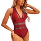 thumbnail image 1 of Gibobby Traje de baño de una pieza Trajes de baño con recorte sexy para mujer Traje de baño con cuello halter de talle(Rojo,M), 1 of 4