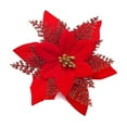 thumbnail image 1 of Meidiya 1/6/10 Pcs 15cm / 5.9in Red Poinsettia Artificial Flower with Clips Christmas Glitter Artificial Flowers for Tree Decorations, 1 of 5