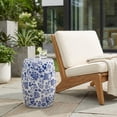 thumbnail image 4 of Decorative Chinoiserie Stool for Outdoor Side Table - Ceramic Hydrangea Floral Pattern for Indoor Garden and Patio Area - Home Decor Accent Stool for Plant Stand Display - 18", Blue & White, 4 of 16