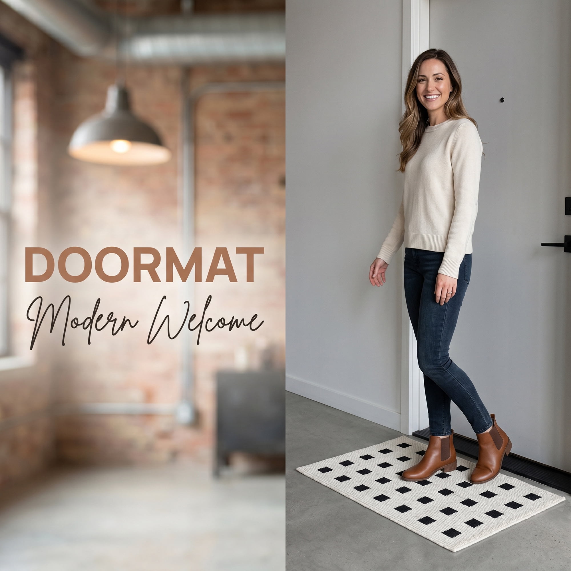 Unique Bargains Geometric Waterproof Non-Slip Entryway Rug Scraper Doormat Beige 32" x 20"