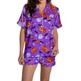 thumbnail image 3 of Halloween Pajamas Halloween Pumpkin Print Plus Size Button Pajamas for Women Set, 3 of 5