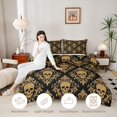 thumbnail image 3 of Homewish Black Gold Sugar Skull Queen Comforter Set,Vintage Damask Comforter Sets Queen,Halloween Duvet,Black Reversible,3pcs,1 Comforter and 2 Pillowcases, 3 of 7