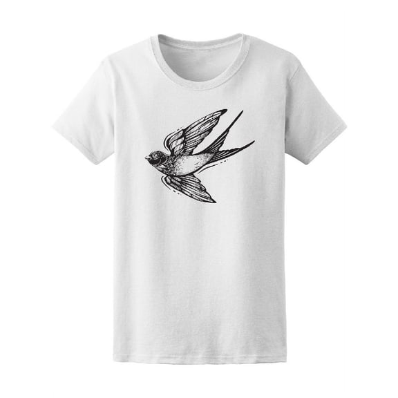 Flying Bird Sketch T-Shirt Women -Image by Shutterstock, Female Small
