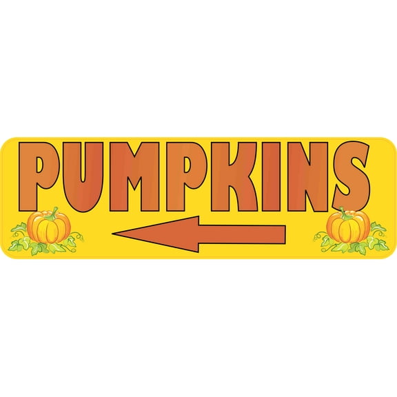10in x 3in Left Arrow Pumpkins Magnet Magnetic Autumn Sale Sign Magnets