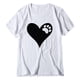 thumbnail image 3 of Gibobby Blusa Casual Para Mujer Tops Mangas estampadas Blusa informal Mujer O-cuello Camiseta corta en forma de corazón Blusa de mujer（Blanco， XL), 3 of 4