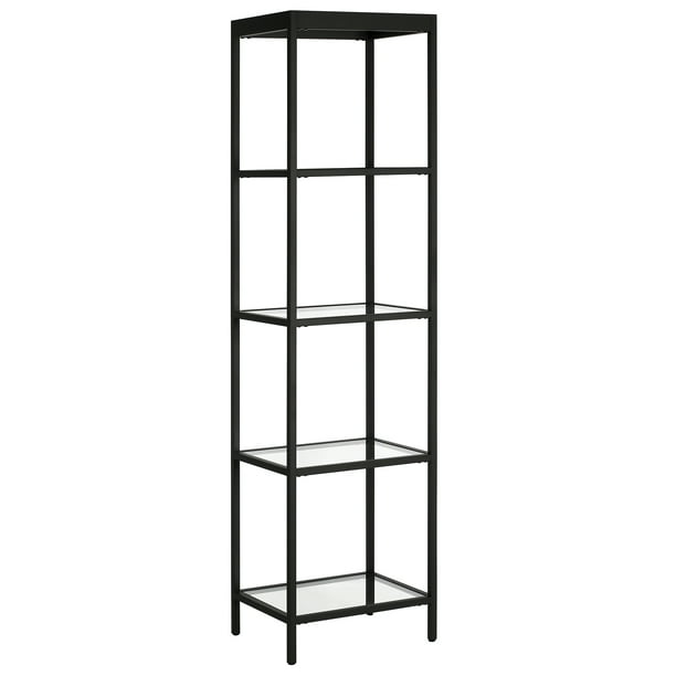 Evelyn Zoe Minimalist 18 Wide Bookcase, 18 Inch Wide White Bookcase With Doors