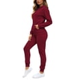 thumbnail image 5 of Costeam Women Zip Up Hoodie Sweat Suit Long Sleeve Full Zip Hooded Jacket Jogger Pants 2 Piece Outfit Fleece Lined Soft Relaxed Fit Solid Color Tracksuit with Pockets for Loungewear Daily Wear, 5 of 9