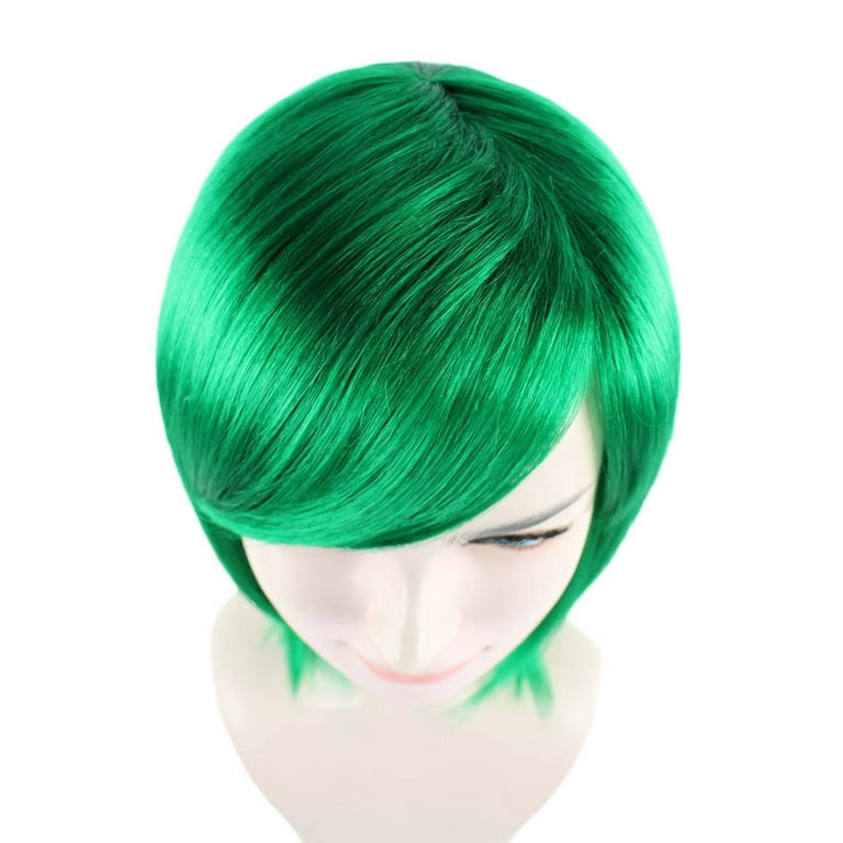 Short dark green wig deals