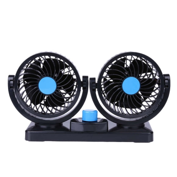 12V Mini Electric Car Cooling Fan 360 Degree Rotating Dual Head Car Auto Cooling Air Fan Adjustable Low Noise Summer Car Fan Air Conditioner (Random Color)