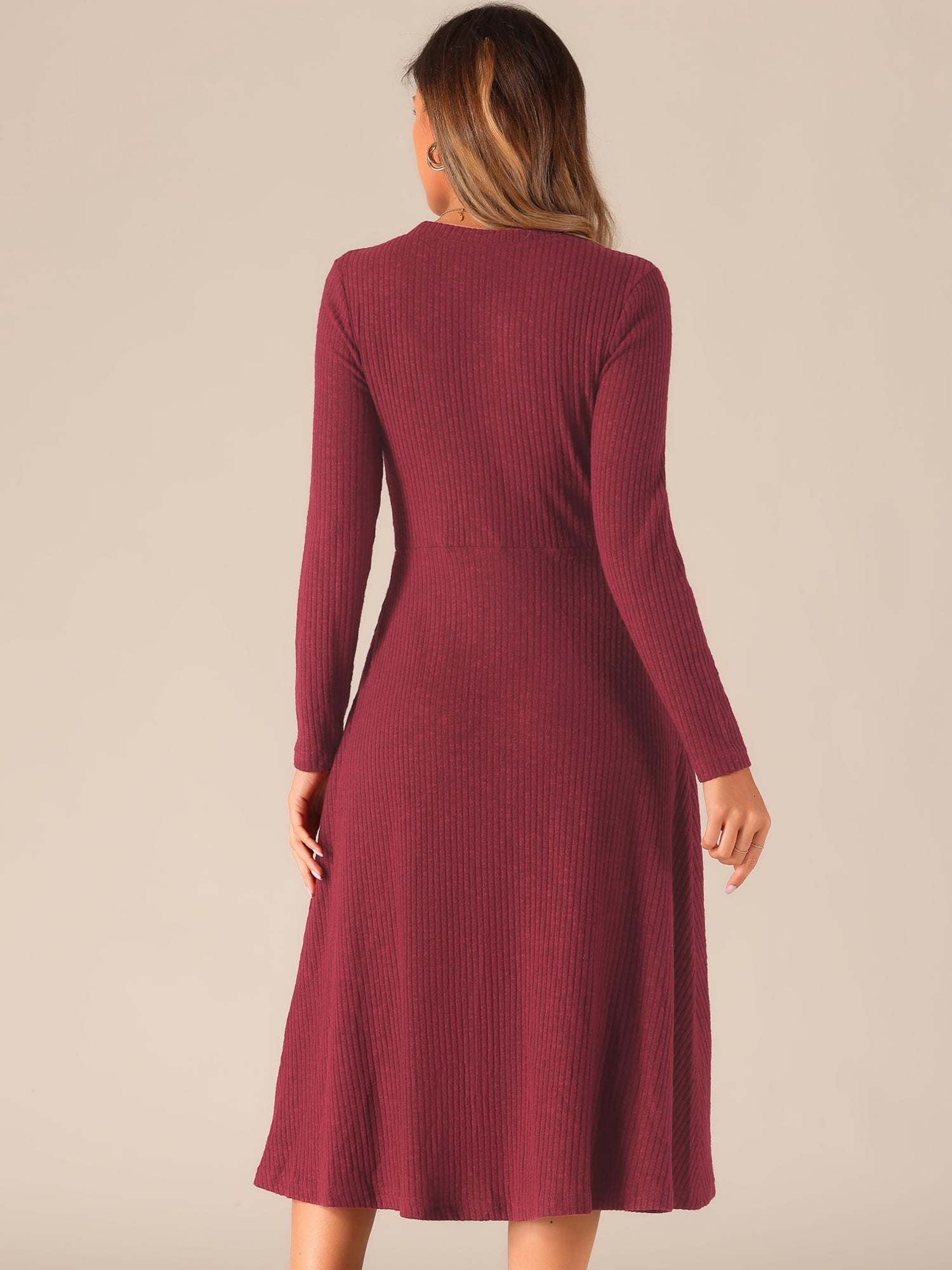 DARING DIVA Midi Pullover Knit Sweater Dress XS Burgundy