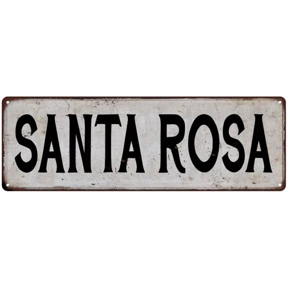 SANTA ROSA Vintage Look Rustic Metal City State Sign 6 x 18 High Gloss Metal 206180041302