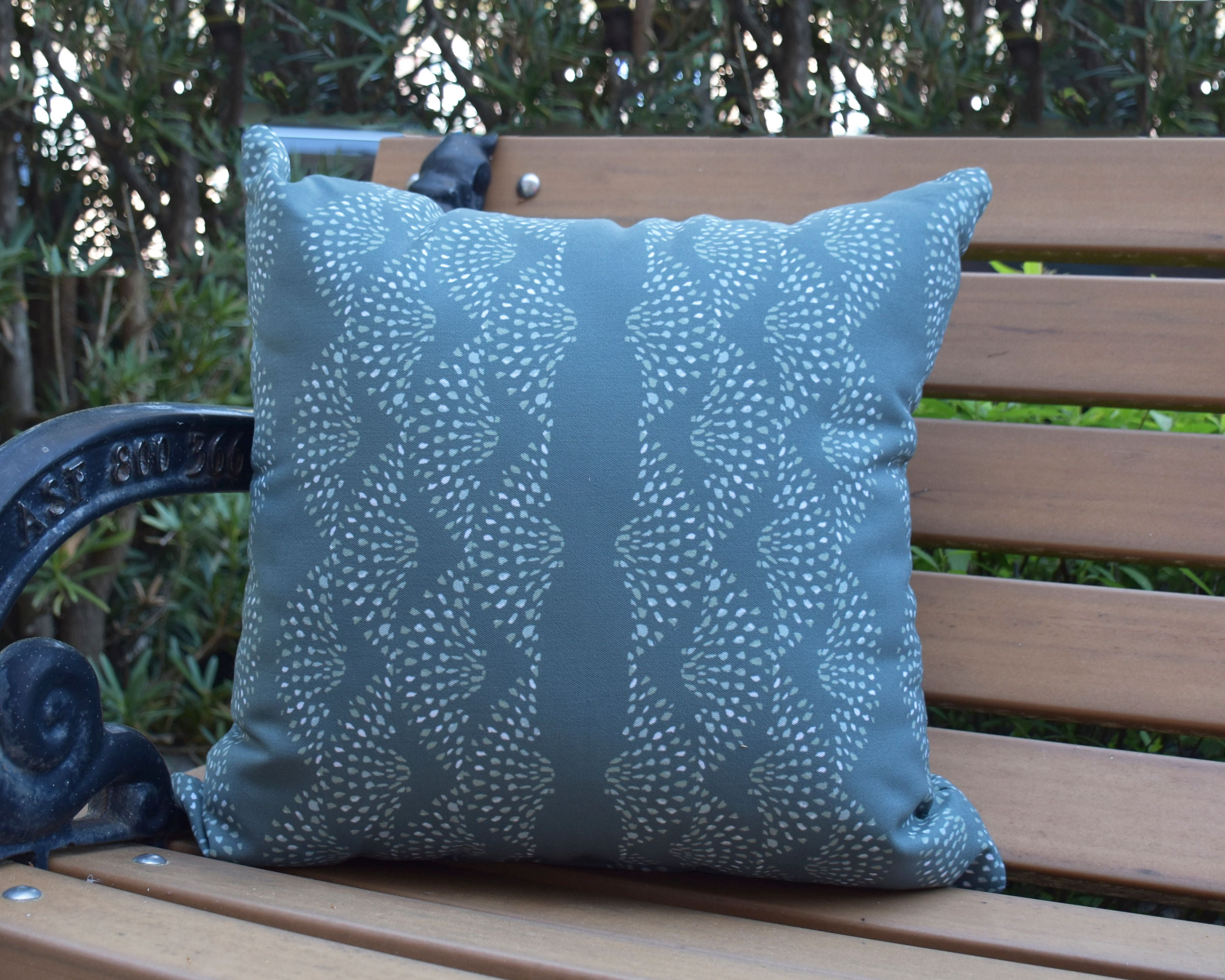 Simply Daisy, 16" x 16" Dotted Décor Green Stripe Print Decorative Outdoor Throw Pillow