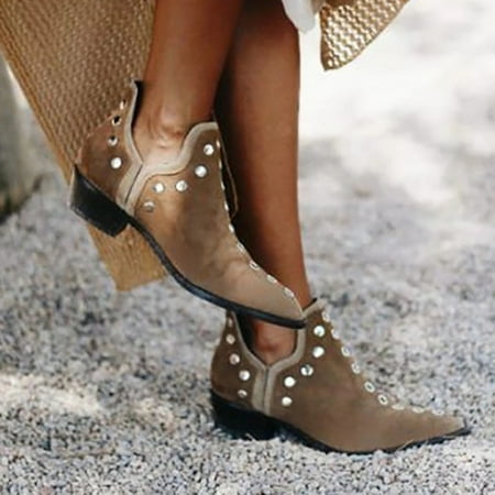 

Jyeity New Fall Collections Winter Suede Retro Breathable Hollow Sleeve Low Heels Nude Big Red Boots Khaki Size 39(US:7)