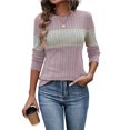 thumbnail image 1 of Blusas de Larga con Bloques de Color para Mujer, Conjuntos de Otoño, Suéteres de Invierno y Moda de Principios de Otoño. Rosa S, 1 of 8