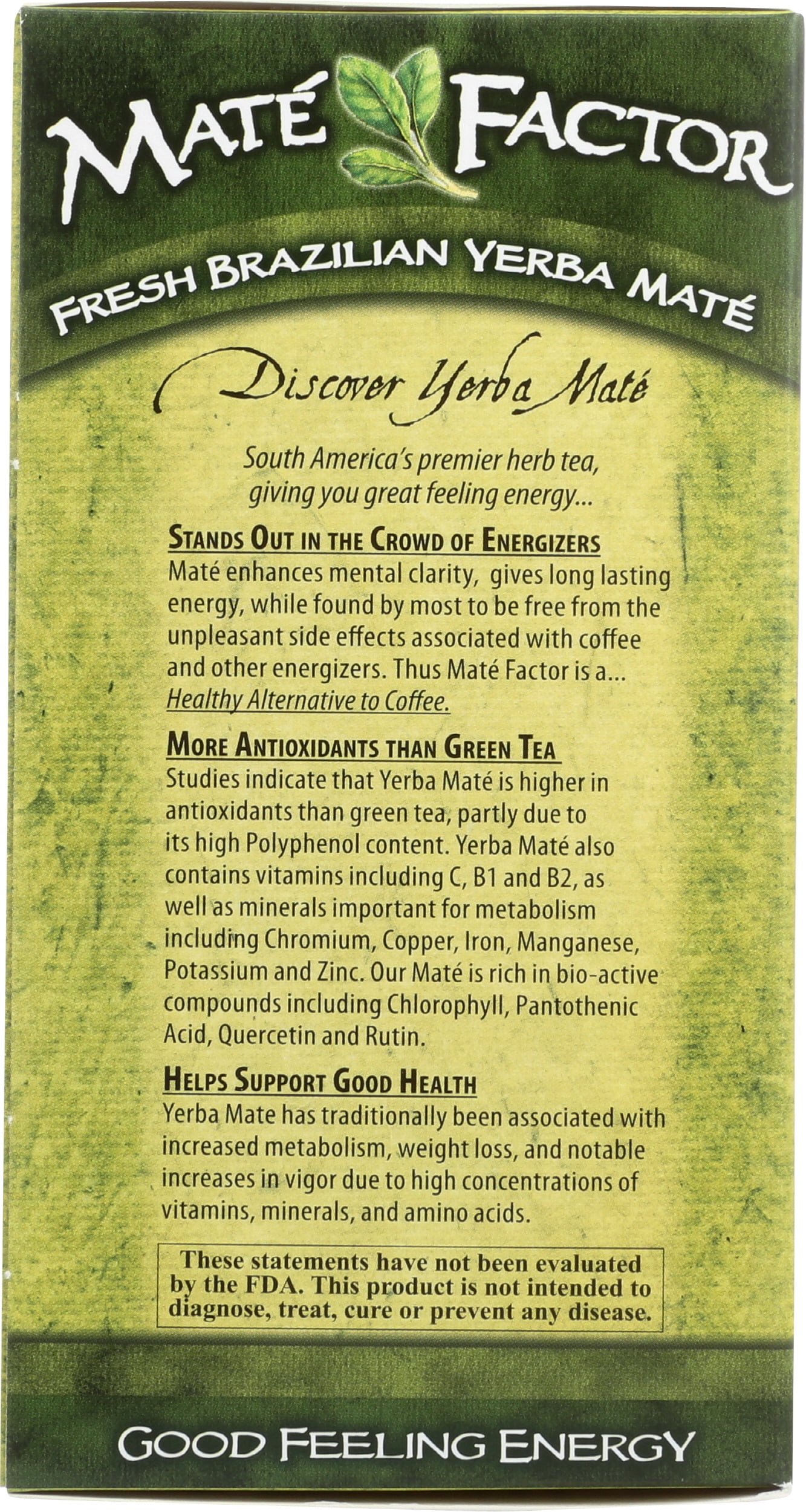 (Pack of 6) Mate Factor Fresh Green Organic Yerba Mate, 2.96oz