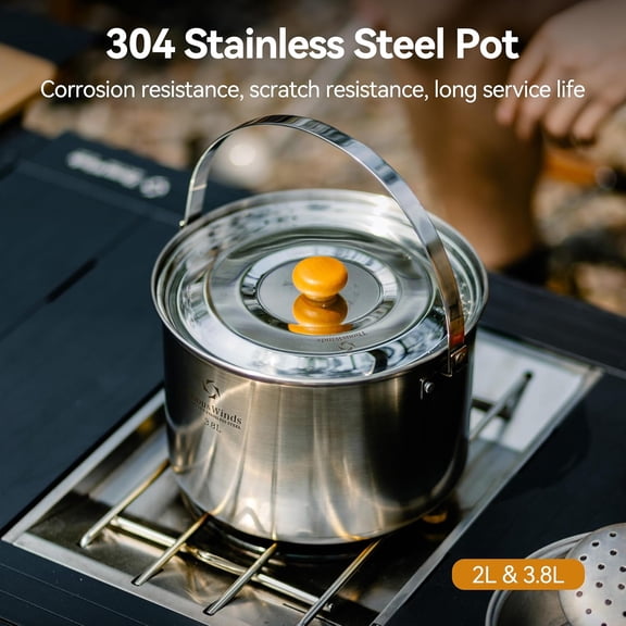 Camping Cookware Set, 304 Stainless Steel Camping Cooking Set, Campfire Pots and Pans with Storage Bag, for Outdoor Camping Kitchen Picnic Cooking