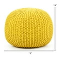 thumbnail image 2 of Gymax Pure Cotton Pouf Floor Ottoman Hand Knitted Footrest Cable Style Home Yellow, 2 of 6