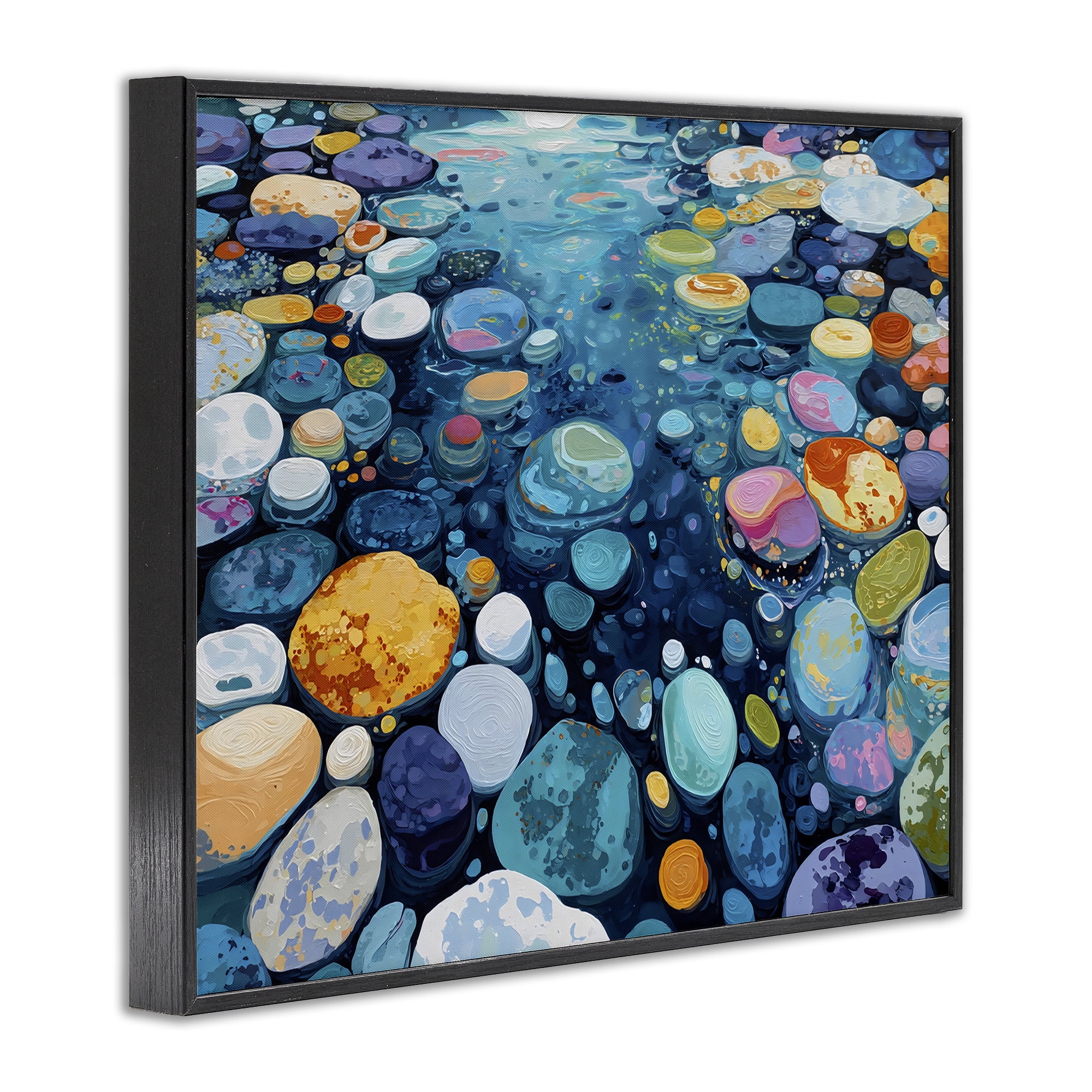 Stupell Industries Rainbow Rocks in River Black Framed Giclee Art, design by Franklyn Gregory