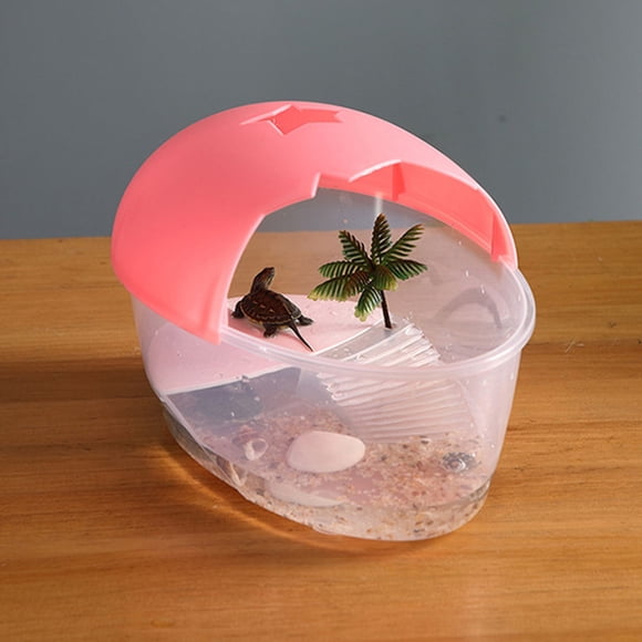 DRAFIDEEP 1Pack Square Reptile Terrarium with Basking Platform and Swimming Area