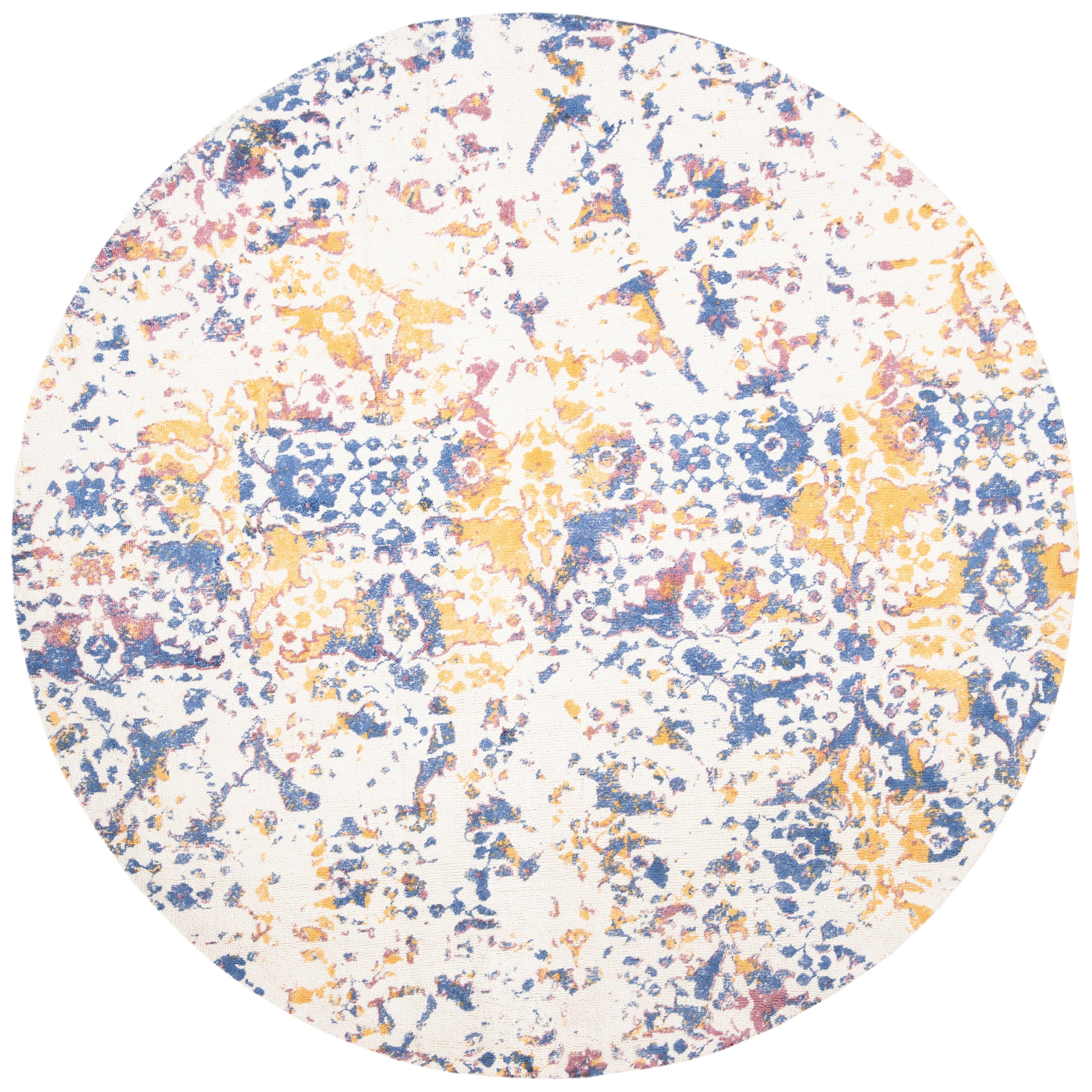 SAFAVIEH Expression Charlene Abstract Area Rug, Ivory/Navy, 6' x 6' Round