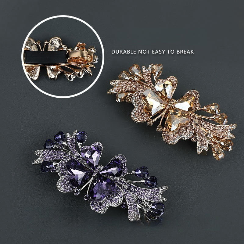 New Korean Colorful Crystal Butterfly Spring Hairpin Zircon Alloy Top Clip Horizontal Clip Elegant Women's Fashion Hair Jewelry