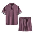 thumbnail image 1 of PEASKJP Mens Shorts Outfits 2 Piece Casual Solid Two Piece Suit Drawstring Pocket Short Set,Red XXXL, 1 of 3
