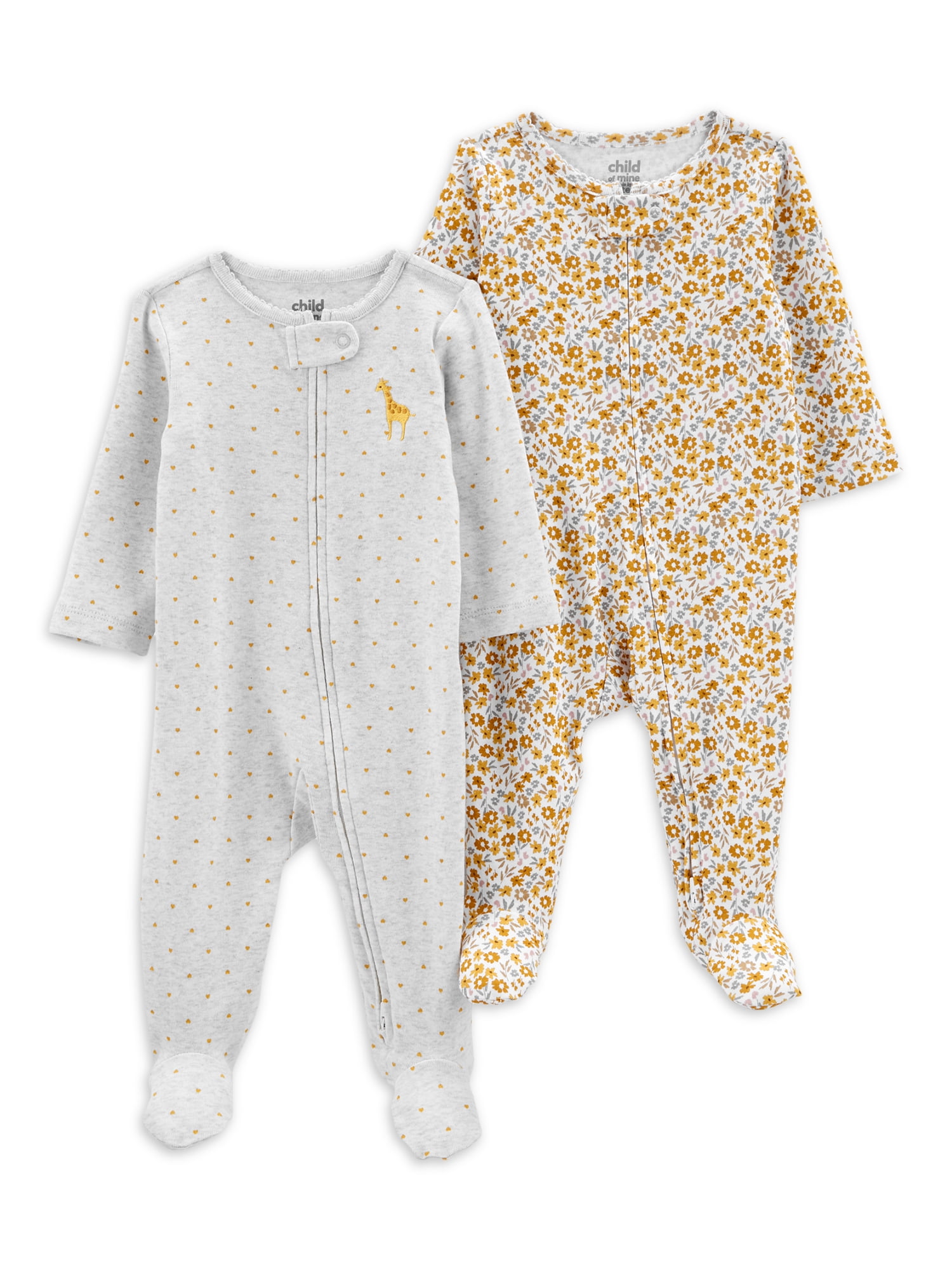 Carter's Child of Mine Baby Girls Giraffe Sleep N Play Set, 2-Pack, Sizes 0 Months - 9 Months
