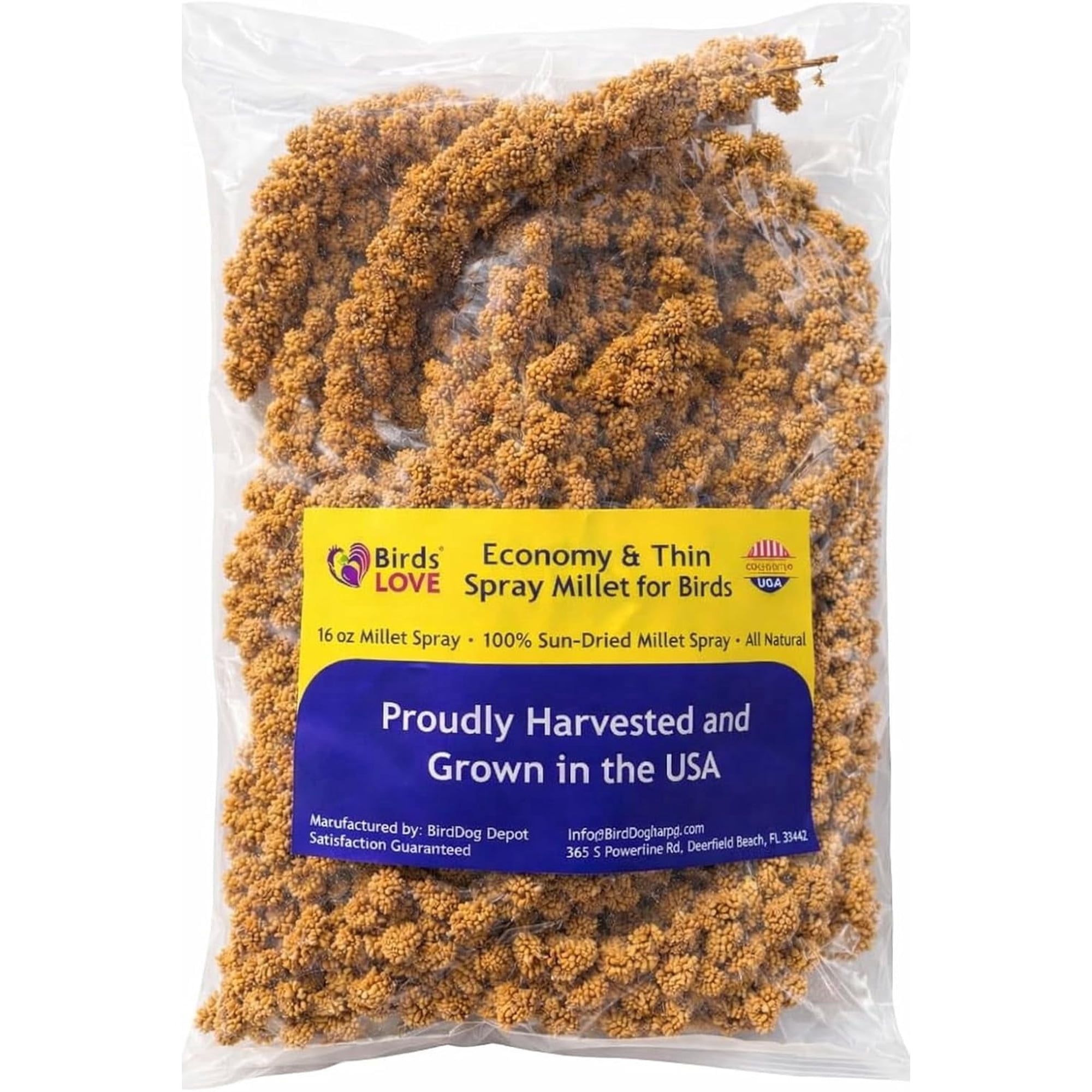 Birds LOVE Millet Tips & Tails for Birds, USA Grown Spray Millet Treat for Parakeets, Cockatiels, Budgies, Lovebirds & Finches, 1 lb