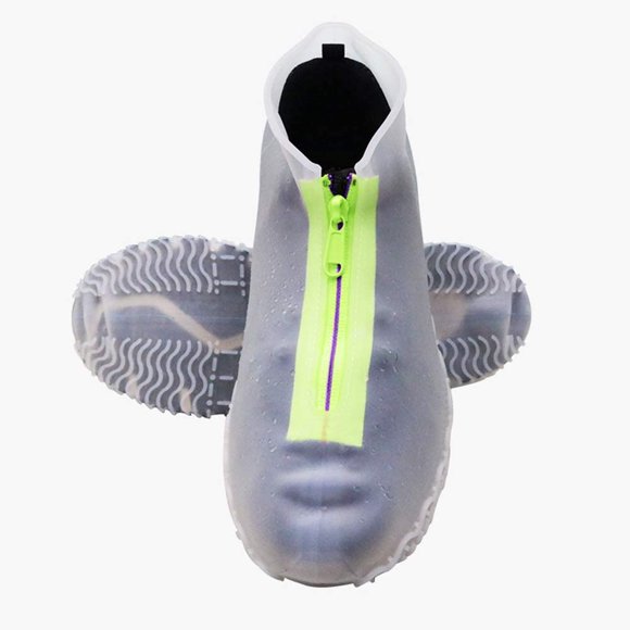 Waterproof Shoe Covers, Reusable Foldable Not-Slip Rain Shoe Covers with Zipper,Shoe Protectors Overshoes Rain Galoshes for Men and Women Transparent M