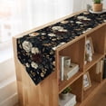 thumbnail image 4 of Vintage Black Floral Table Runner Linen Burlap Table Runner 70 Inches Long Spring Seasonal Botanical Blooms Dresser Scarves for Kitchen Island Coffee Dining Party Wedding Holiday Decor 13"x70", 4 of 8