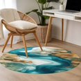 thumbnail image 4 of Round Rugs 3Ft, Teal Brown Round Area Rug Washable Indoor Throw Carpet, Modern Abstract Art Retro Small Non Slip Circle Rug for Bedroom Living Room Home Decor Aesthetic, 4 of 8