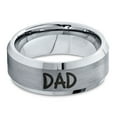thumbnail image 2 of Tungsten Dad Typography Writing Band Ring 8mm Men Women Comfort Fit Gray Step Bevel Edge Brushed Polished, 2 of 4
