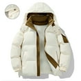 thumbnail image 3 of Mrmaere Men's Hooded Puffer Jacket Full-Zip Contrast Lining Quilted Warm Stylish Outerwear for Daily & Cold-Weather Beige L, 3 of 8