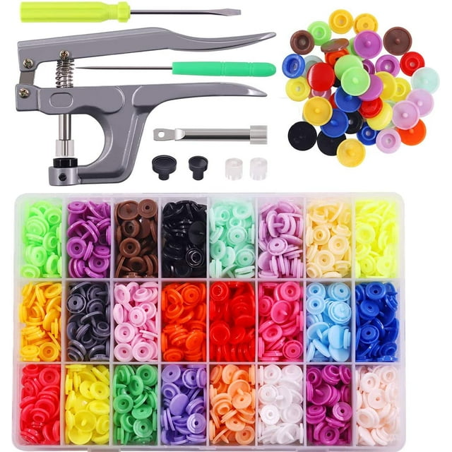 Paquete de 360 botones de plástico con clips a presión para coser ropa, baberos, hacer chubasqueros
