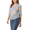 thumbnail image 4 of Allegra K Women's 3/4 Lantern Sleeve Semi Sheer Retro Lace Tops, 4 of 6