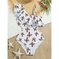 thumbnail image 3 of Sweet Girls Butterfly Graphic Ruffle Trim 1-piece Swimwear Bathing Suit Summer Beach Gift, 3 of 5
