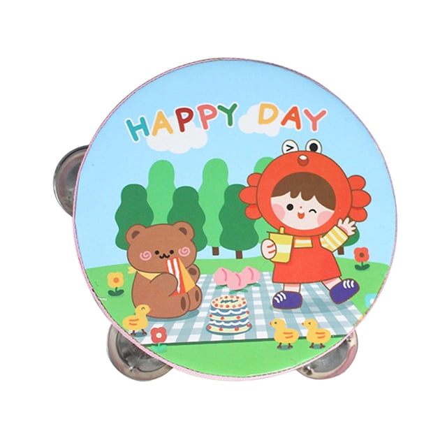 Panderetas de mano de madera, juguete educativo, juguete de aprendizaje para niños, pandereta de mano, campana de tambor para juegos, fiestas, regalos 15 centímetros