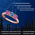 thumbnail image 2 of Gem Stone King 18K Rose Gold Plated Silver Persian Blue Moissanite and Pink Moissanite Engagement Ring for Women | 1.50 Cttw | Round 5MM | Gemstone Birthstone | Size 8, 2 of 6