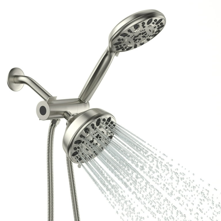 5 inch Adjustable Rain Shower Head Set wiht Handheld Shower 7 Mode Brushed Nickel
