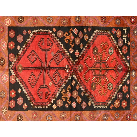 Ahgly Company Machine Washable Indoor Rectangle Traditional Tomato Red Area Rugs, 2' x 4'