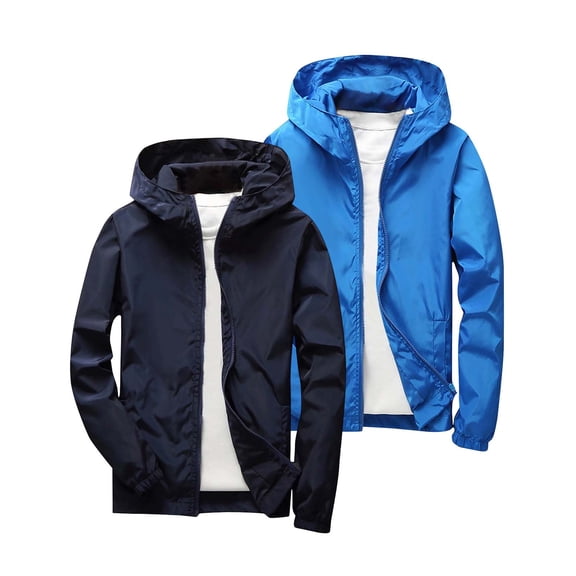 Samdudou 2 PCS Kids Lightweight Waterproof Rain Jacket - Toddler Boys Girls Softshell Hooded Raincoat Windbreaker Outdoor Hiking Travel, Size 5-6Years